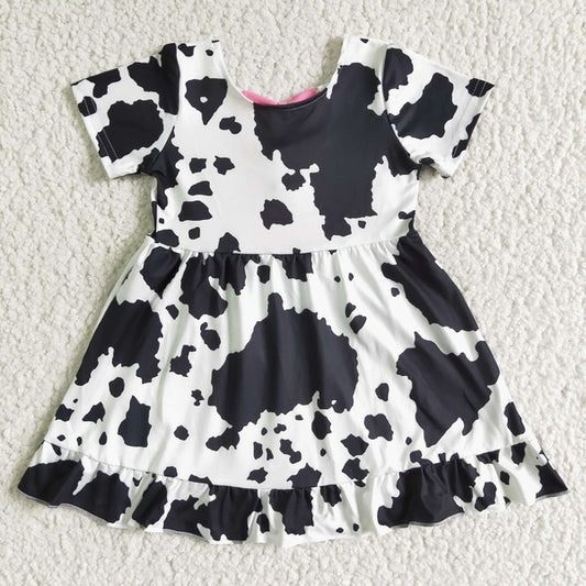 Cow Print Dress with Pink Bows